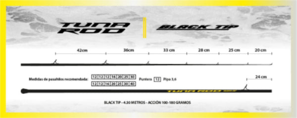 Caña Tuna Rod black tip 4.30 mts